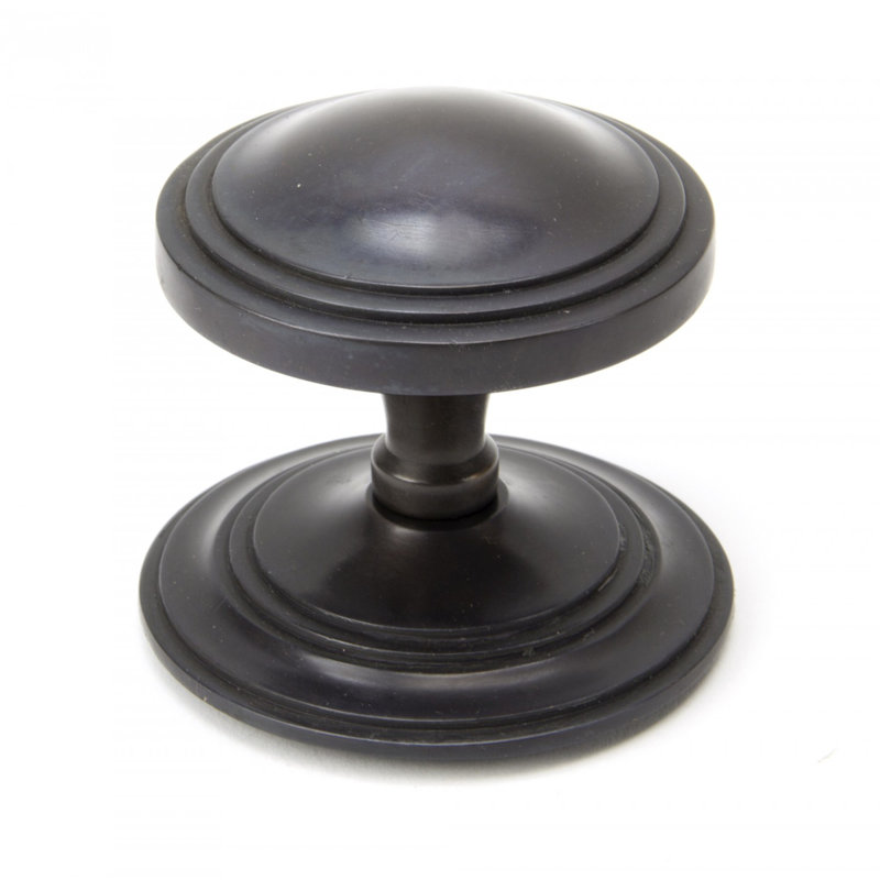 Art Deco Centre Door Knob, Aged Bronze