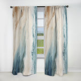 Modern Blue And Beige Sand Aerial View V - Beach Sand Blackout Coastal Curtain - 1 Panel