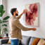 Crimson Flow Abstract - Wrapped Canvas-435394675-435394684