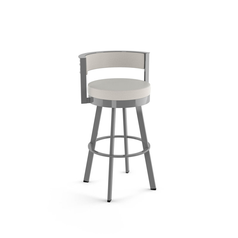 Tabouret de bar et de comptoir pivotant Matthews, Gris, Tabouret de bar (siège d'une hauteur de 30 po), Polyester gris clair
