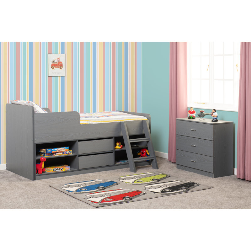 Saskia Single (3') Mid Sleeper Bed with Shelves by Isabelle & Max, Grey