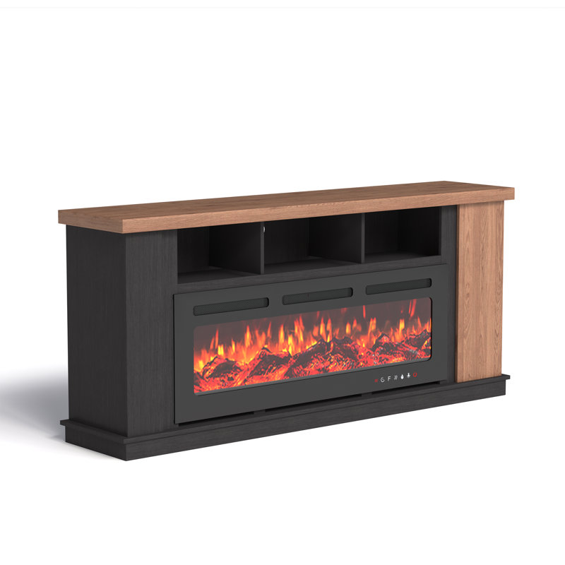 70" Fireplace TV Stand with Glass Electric Fireplace For TVs Up To 80"