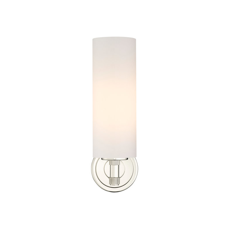 Applique murale 1 lumière Crown Point, H 15,5 po x l 3,88 po x P 6,5 po, Blanc mat, Nickel poli