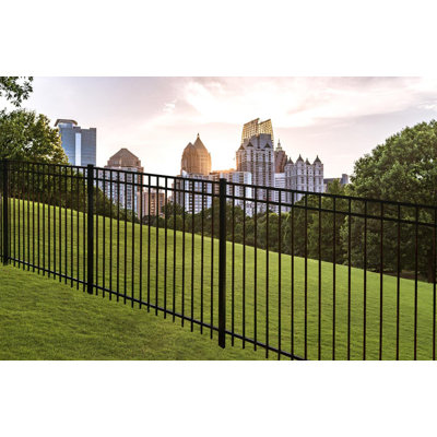 A2 2.5-in x 2.5-in x 6.5-ft Gloss Black Aluminum Flat Top and Bottom Design Line Post