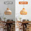 Rattan & Film Pendant Light, Mixed Materials Shade, Iron Frame, Adjustable Height, E27 Socket, 43 Cm Diameter, For Modern Rustic Decor (Bulb Not Included)
