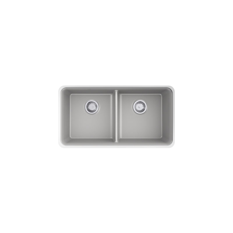 Évier de cuisine en fonte à double cuve encastrable L 33,5 po Gunnison, Gris
