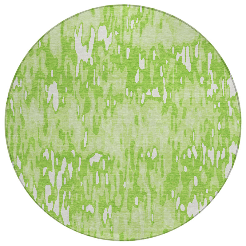 Ken Lime Washable Indoor-Outdoor Rug - , 8' x 8'