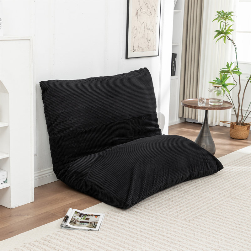 Fauteuil à billes de plancher, Velours côtelé noir