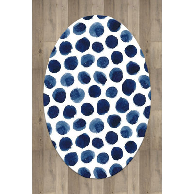 Tapis en polyester tissé à la machine noir / blanc / bleu Edim