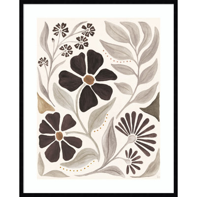 «Modern Petals III Neutral» par Veronique Charron, reproduction d'art encadrée sur bois