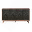 Buffet Mid-Century Buffet avec pieds en bois massif et armoire de rangement 60 po avec 4 portes en losanges et 2 tablettes décoratives-1904946319