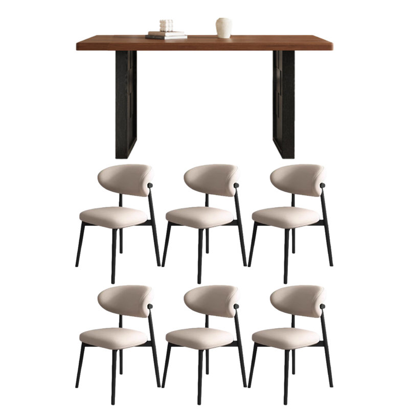 Mease, 7 pièces : table, 6 chaises, Brun, H 29,53 po x l 59,06 po x P 31,5 po