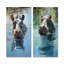 Gris puissant Hippo Waters Reflect I - Hippopotamus, ensemble de 2 reproductions d'art mural-1339719668-1339719667