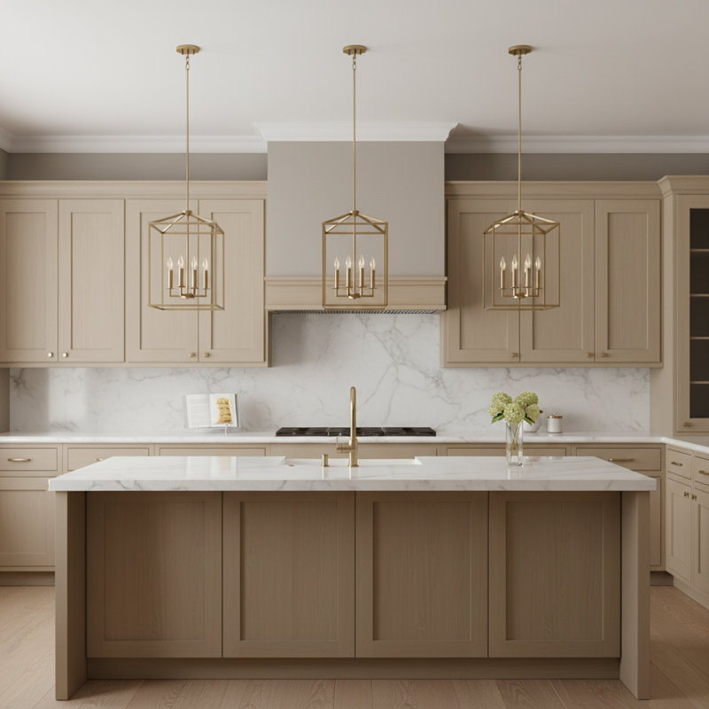 Lustre rectangulaire à 4 lumières Ellis, H 18,5 po x l 12,25 po x P 12,25 po, Laiton satiné, Non