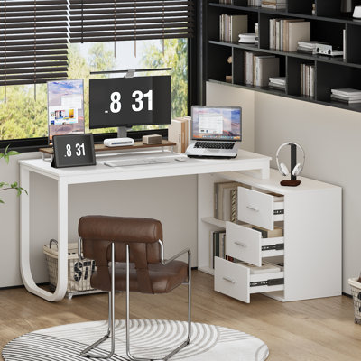 Modular L-Shaped Steel Writing Desk