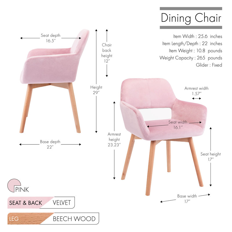 Andrianne Upholstered Dining Chair, Pink