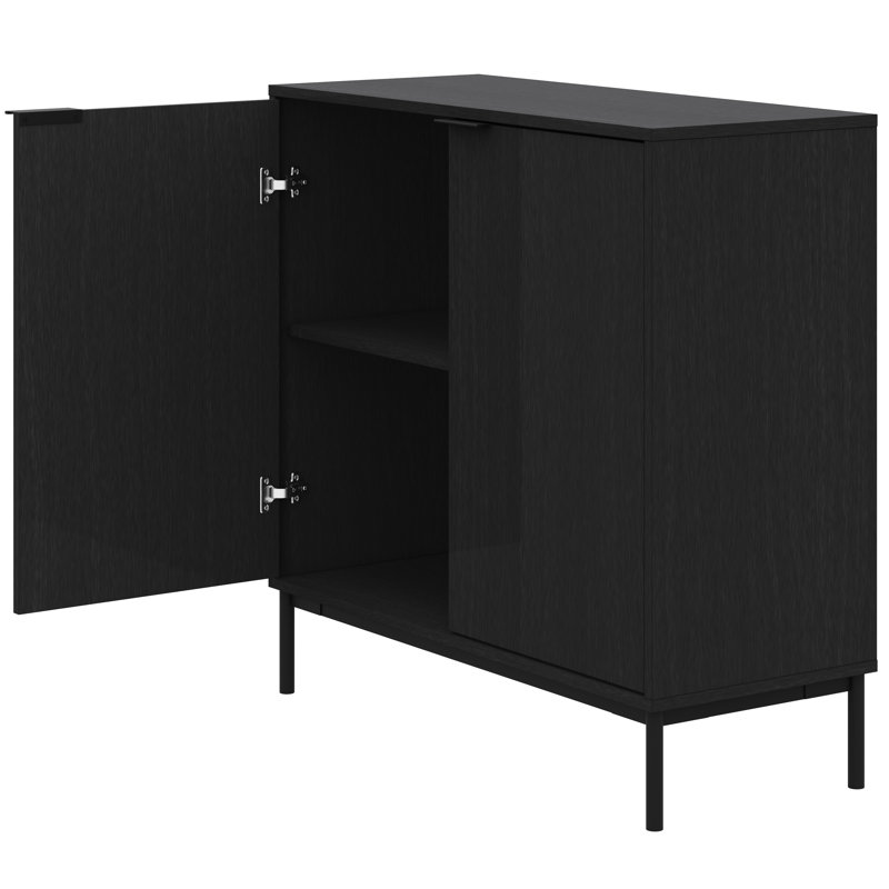 Slim 2-Door Storage Cabinet, Black