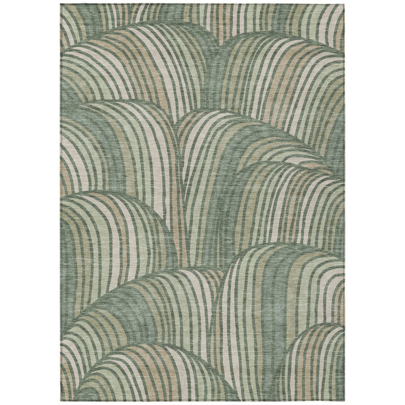 Machine Washable Indoor/Outdoor Chantille ACN2546 Mid-Century Modern Rug, Basil, 10' x 14'
