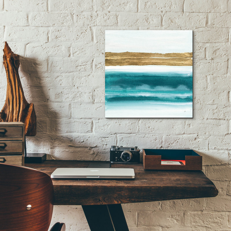 Art mural en verre Ebern Designs «Gold Emerald 3» par Chris Paschke, H 12 po x l 12 po x P 0,13 po