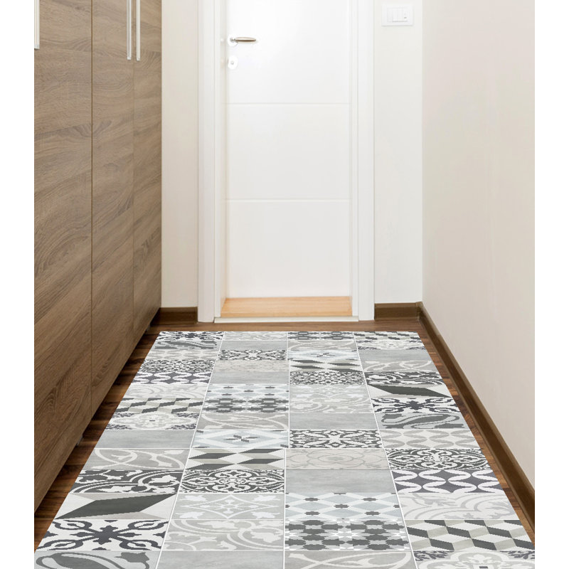 Adeline Vinyl Machine Printed Area Rug, Rectangle 2'7.5" x 9'10.1"