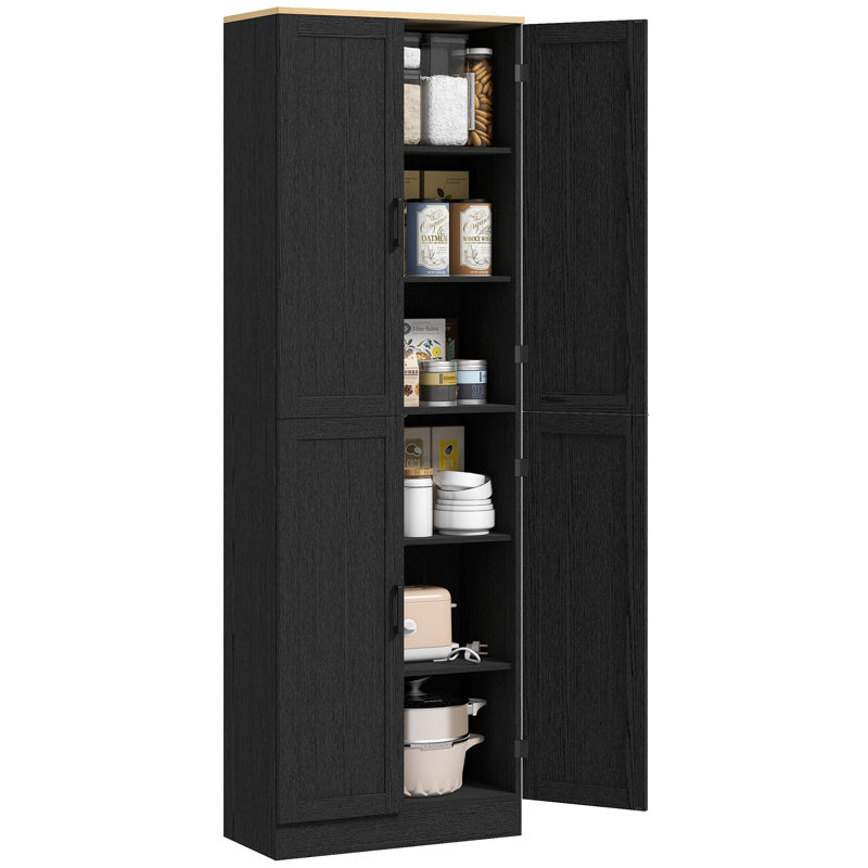 Armoire de rangement 67 po avec tablettes, noir vieilli, bois