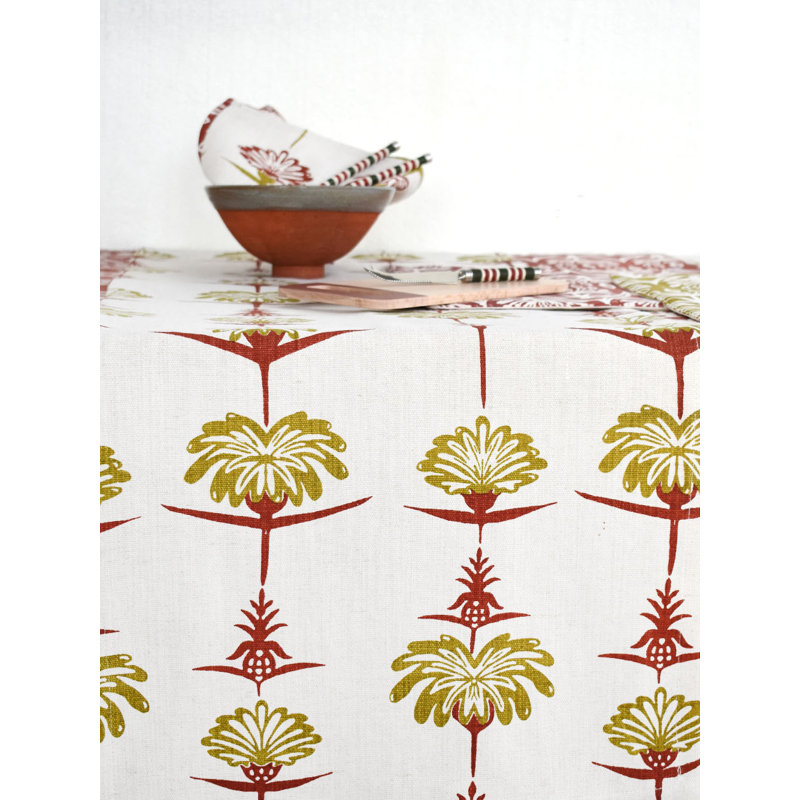 Nappe French Home Tropical Garden, Cramoisi / chartreuse, L 98 po x l 59 po