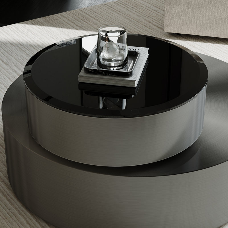 Table basse gigogne moderne extensible 31,5 po, Gris, Gris / Noir