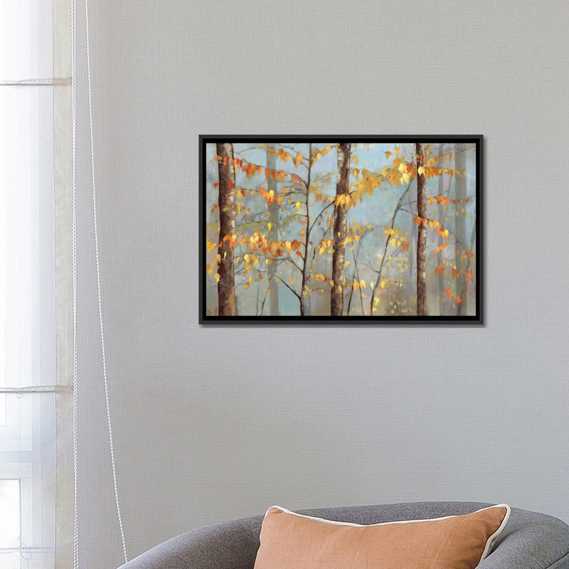« délicat branches », impression sur toile, H 18 po x l 26 po x P 1,5 po, Toile avec cadre noir, Pas de tapis