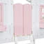 Lit superposé simple au dessus d'un lit simple avec toit, fenêtre, boîte de fenêtre, porte, avec garde-corps et échelle, rose / blanc