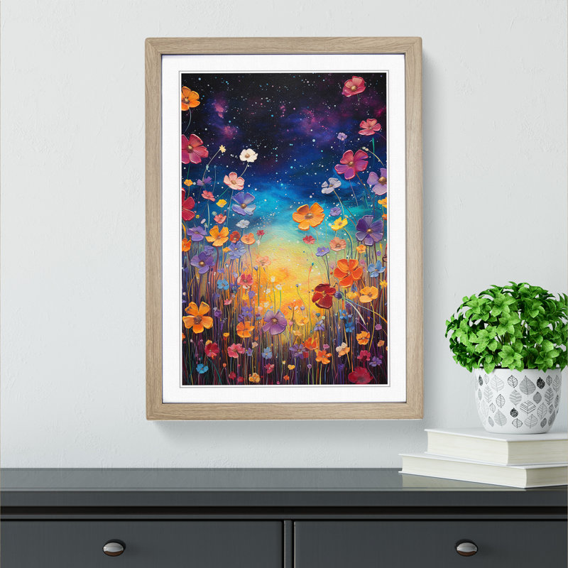 Cosmos Colour Field - Single Picture Frame Rectangle Print on Wood, Oak Framed, 64cm H x 46cm W