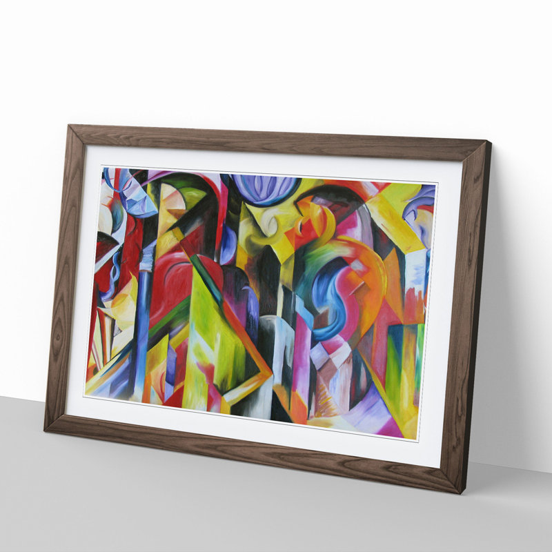 Stables by Franz Marc - Picture Frame Painting, Walnut, 48cm H x 65cm W x 2cm D