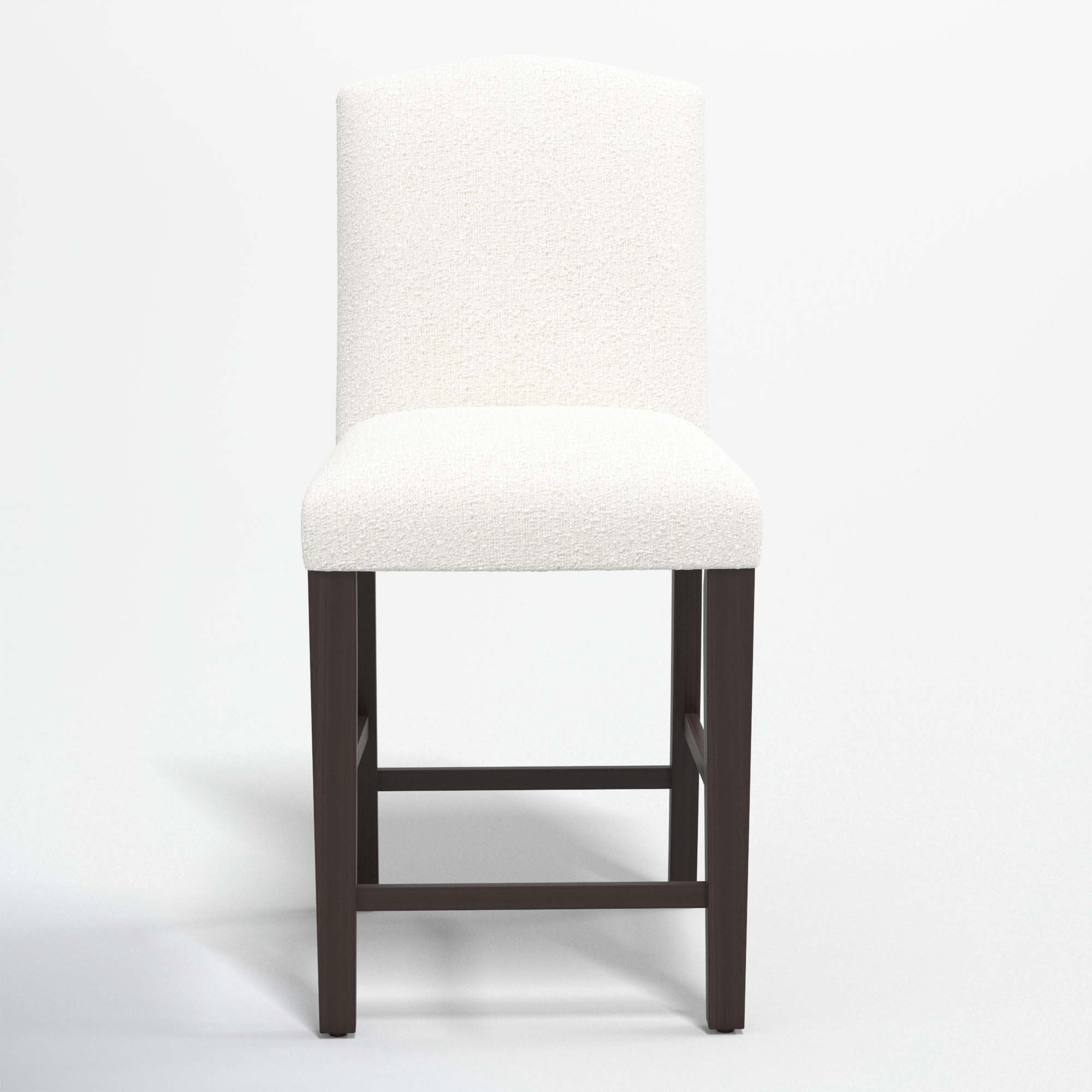 April Upholstered Stool, Counter Stool (26" Seat Height), Classic Snow Boucle, Black Wood