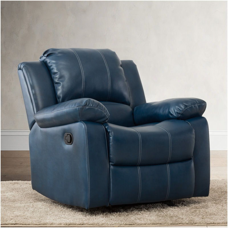 Fauteuil inclinable en cuir bleu marine Charlotte