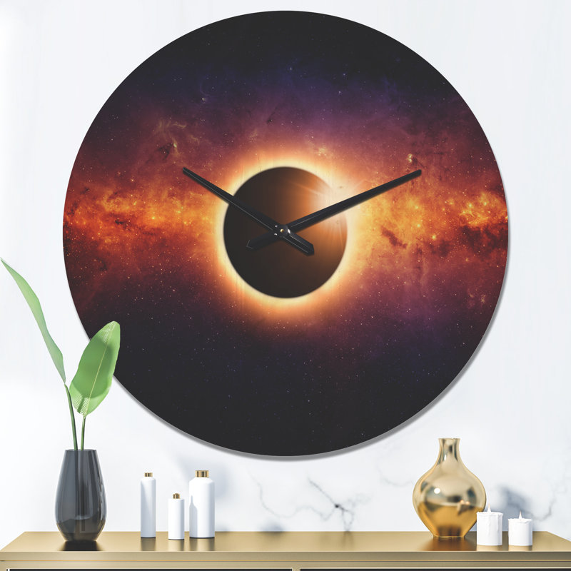 Full Eclipse View - Horloge murale moderne en bois, Très grand