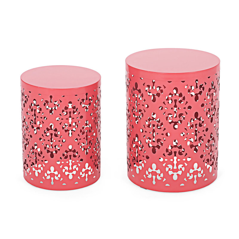 Ensemble de tables d'appoint d'extérieur, Corail