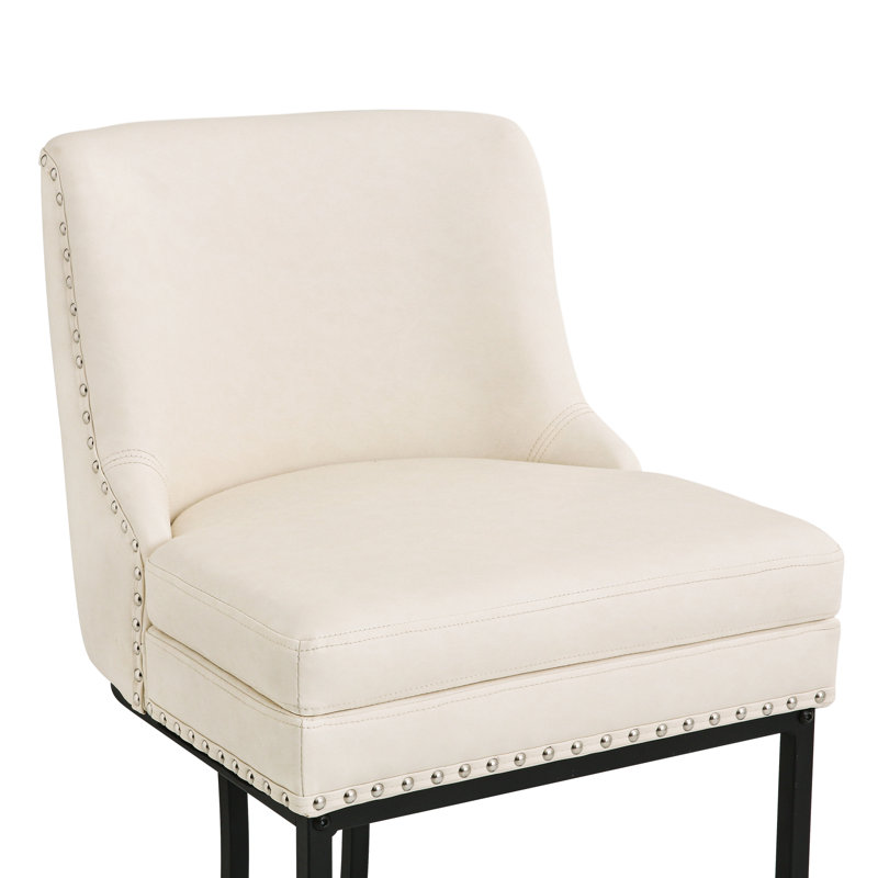 Tabouret de comptoir 26 po H (ensemble de 2), Ivoire / similicuir , 2