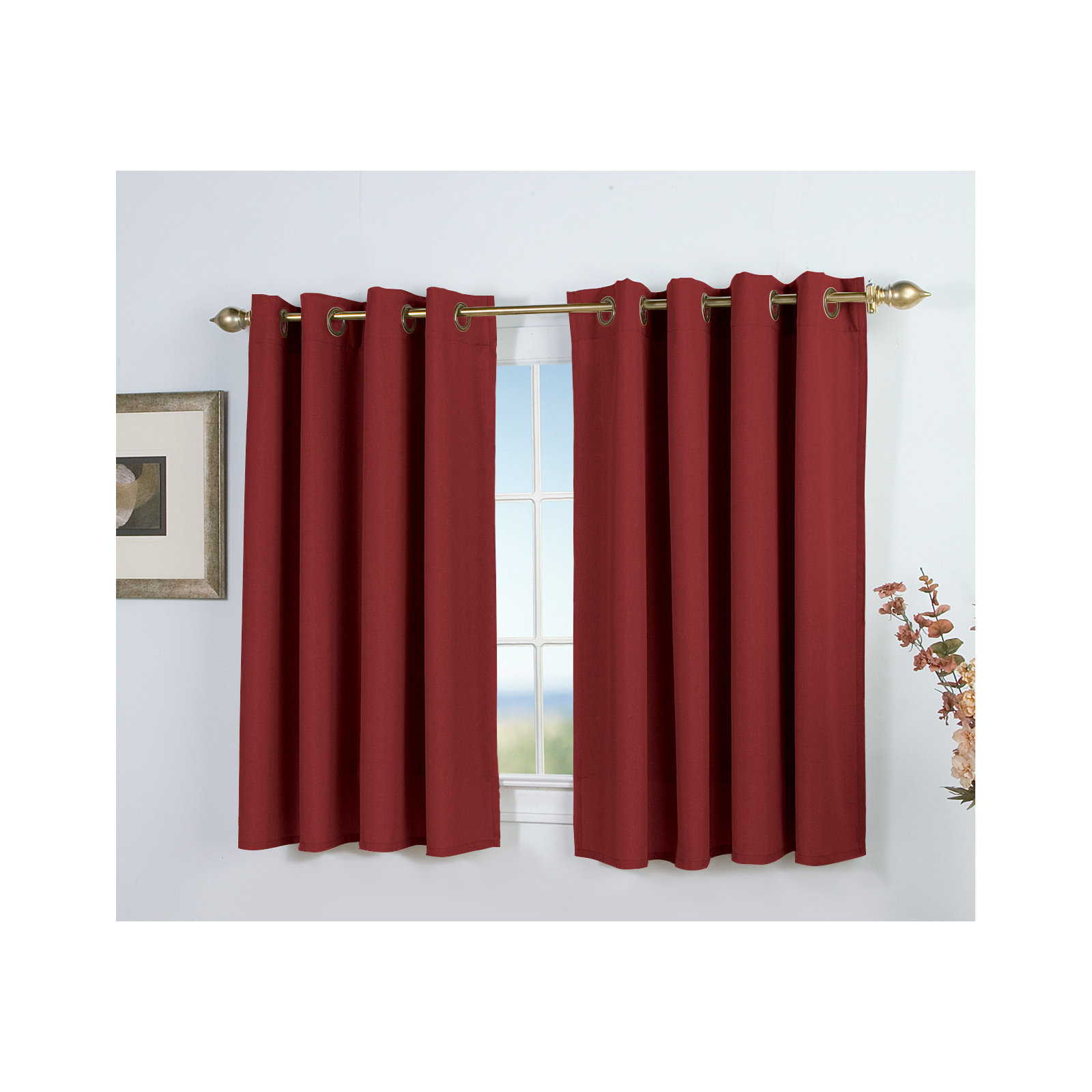 Room Darkening Synthetic Curtain, Pomegranate, 56" W x 45" L