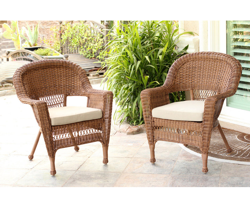 Chaise de patio avec coussins, Miel, Brun clair