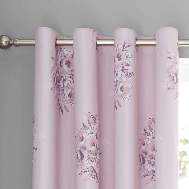 Floral Bouquet Eyelet Curtains Two Panels