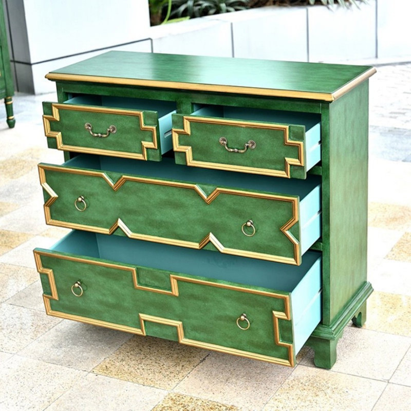 Armoire d'appoint en bois manufacturé vert massif