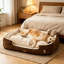 Grand canapé-lit lavable pour chien, lit double face pour animaux de compagnie en polyester avec rembourrage en coton PP