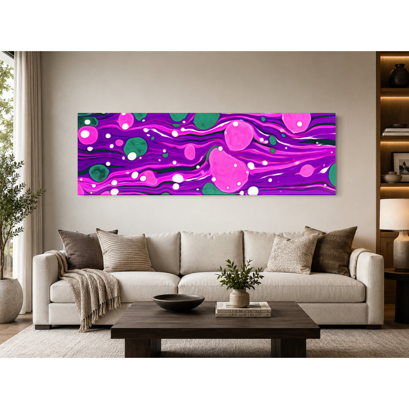 Abstrait mauve abstrait - art mural sur toile panoramique, 60" W x 20" H