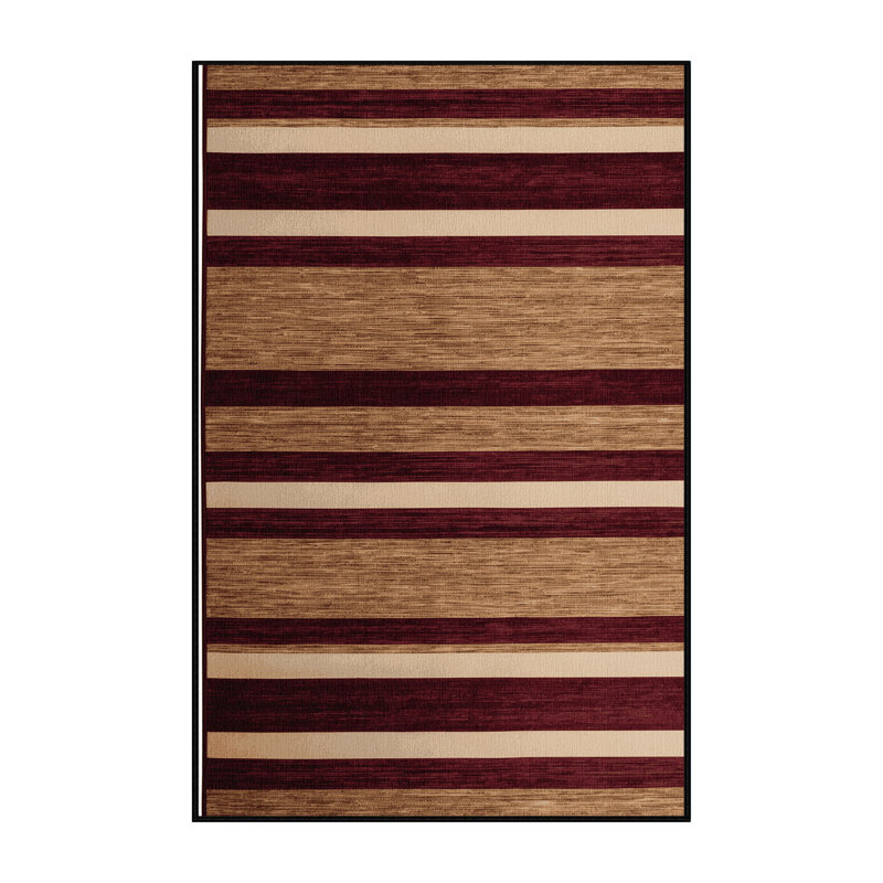 Tapis rouge à rayures horizontales lavable à la machine, Tapis de couloir 2 pi x 5 pi
