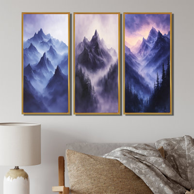 Misty Peaks In The Twilight III - Collection d'art mural paysage de montagnes