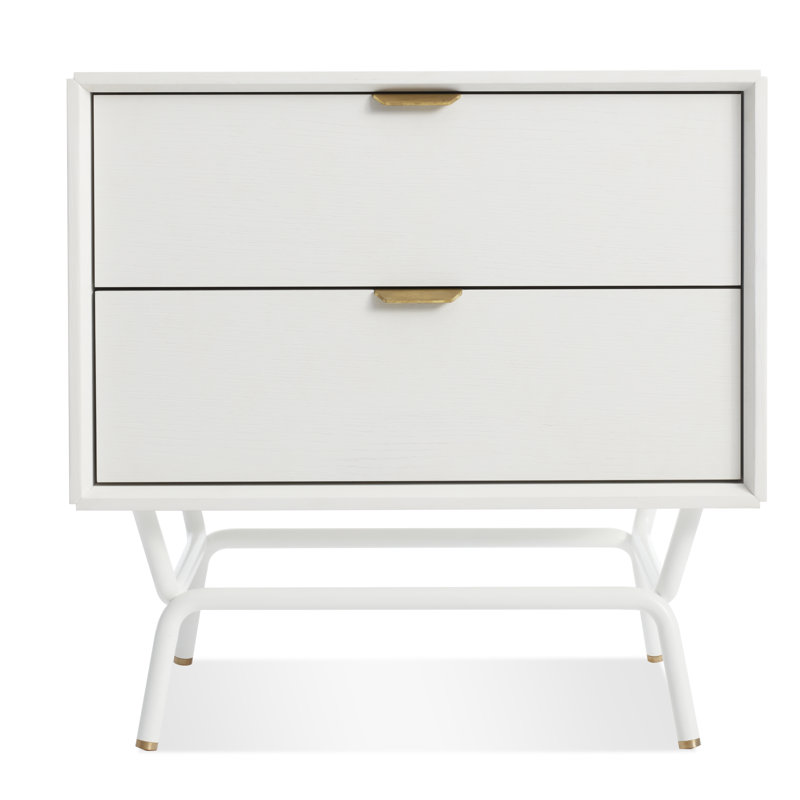 Table de chevet 2 tiroirs Dang, Blanc