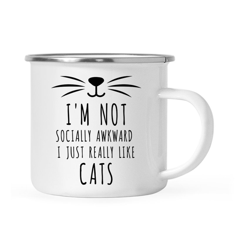 Tasse à café «Funny Cat Lover Campfire Adopt Don't Shop», « I'm Not Socially Awkward I Just Really Like Ca