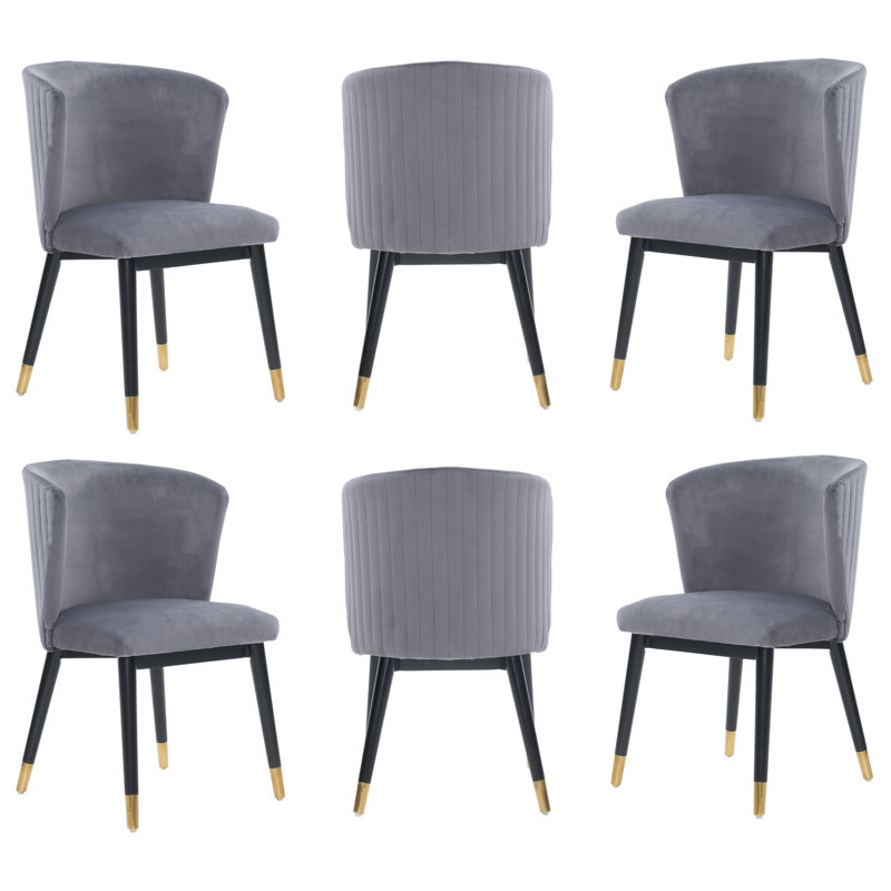 Sofina Modern Velvet Dining Chair, Tufted Back, Wooden Frame, Grey