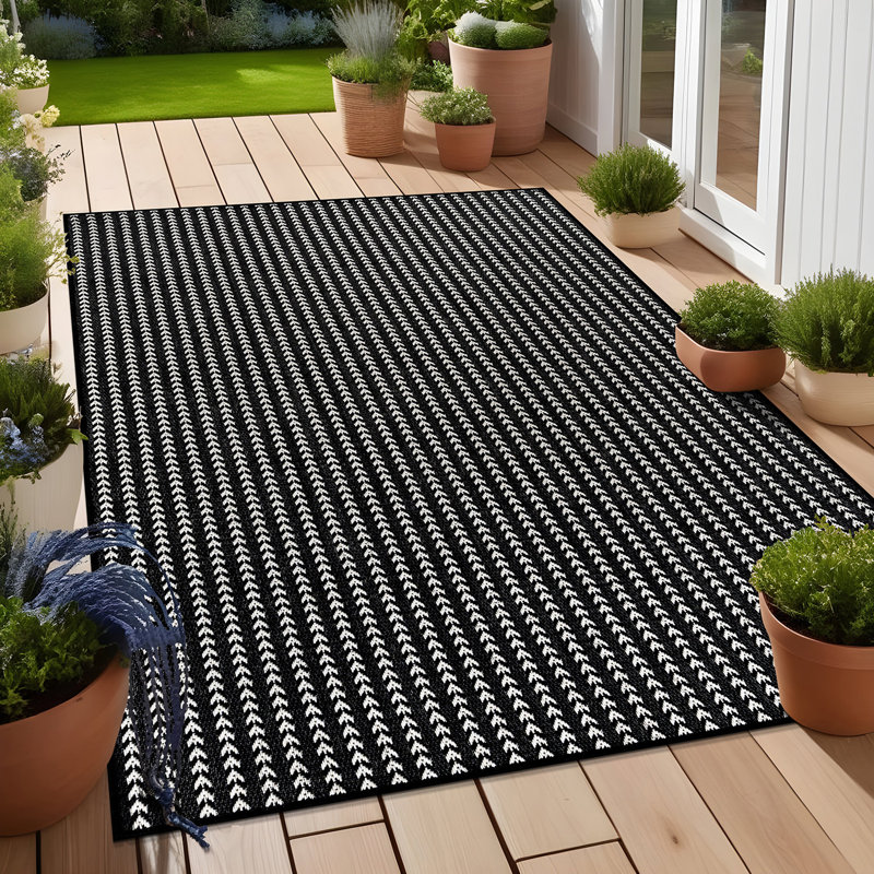 Tapis intérieur à chevrons, Rectangle 8' x 10', Black