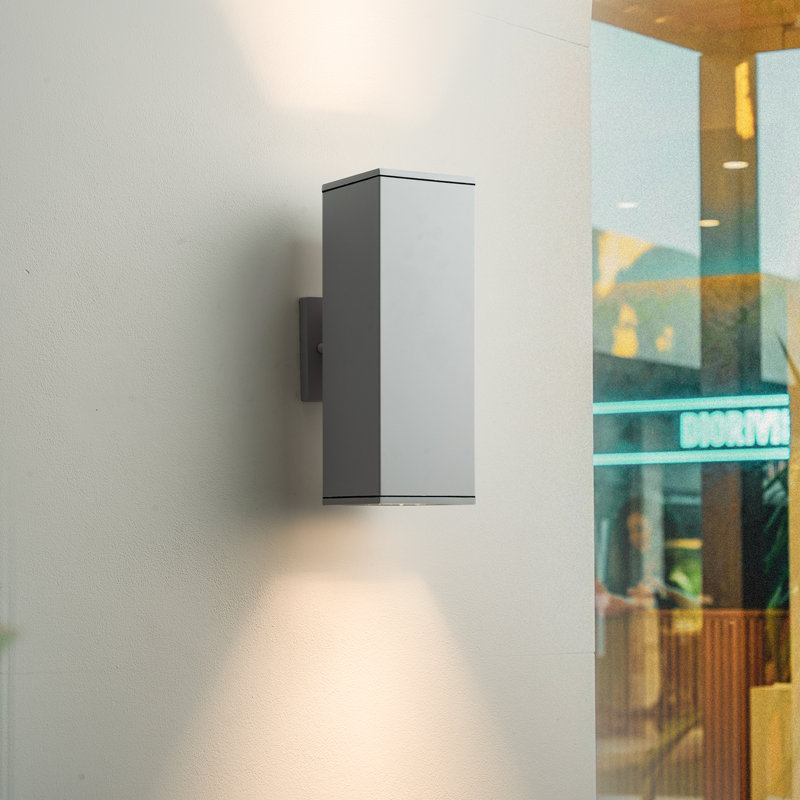 Applique murale d'extérieur à 2 lumières Alvisa avec aluminium, Gris, H 13,78 po x l 4,72 po x P 6,69 po