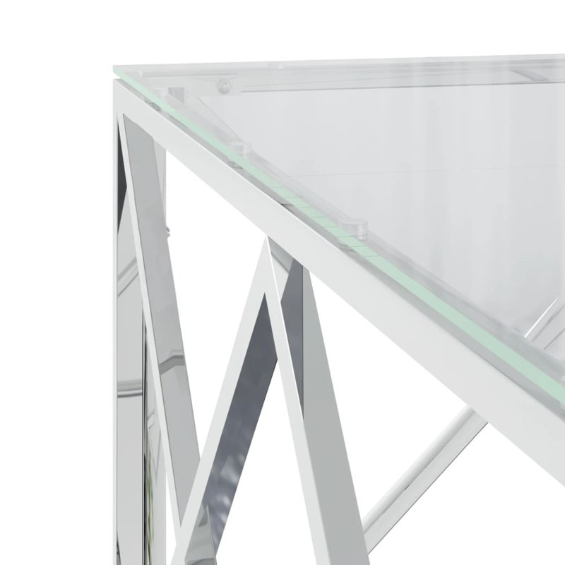 Asimelda Frame Coffee Table, Clear, Silver, 40cm H x 80cm L x 80cm W